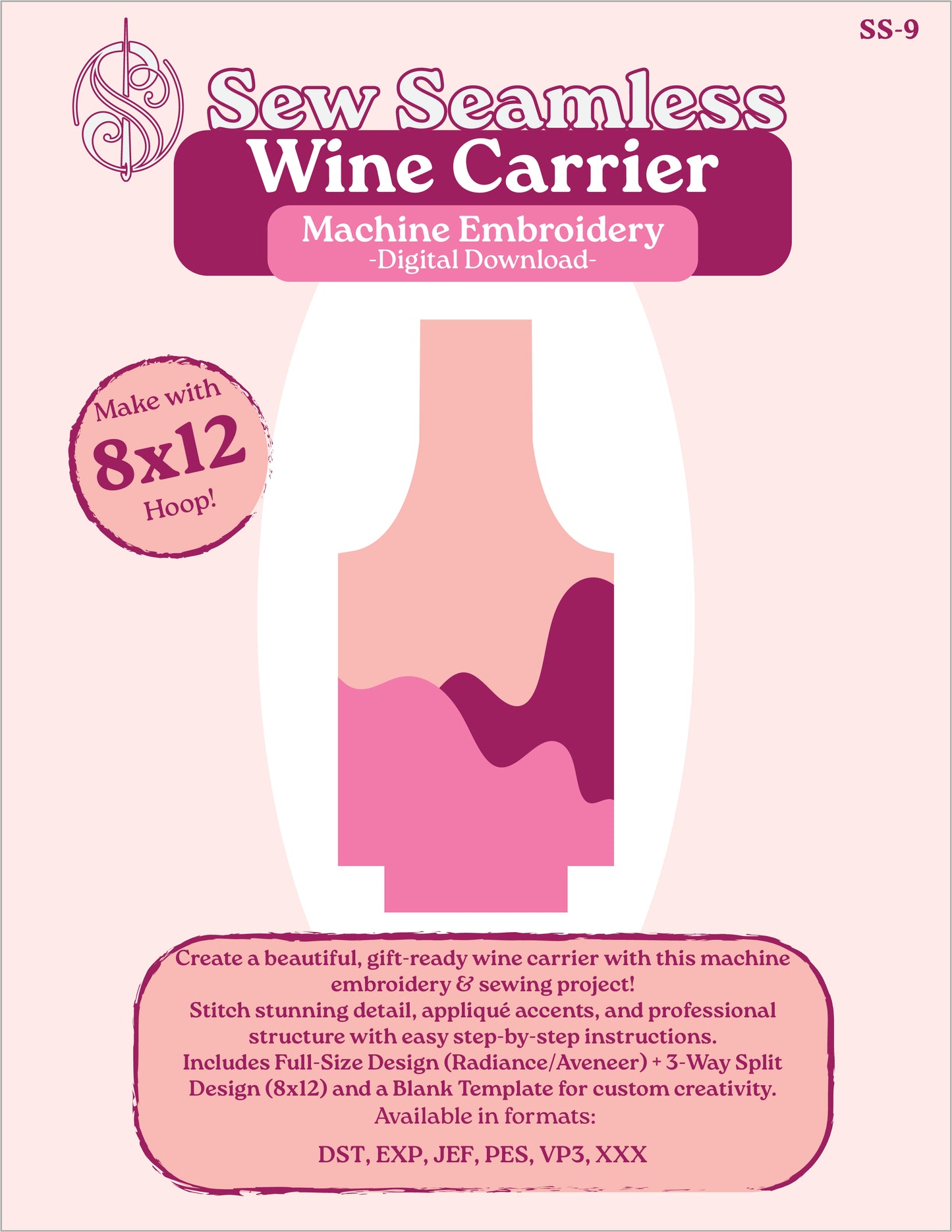 Wine Carrier - Embroidery Design (Digital Download)*Incomplete*