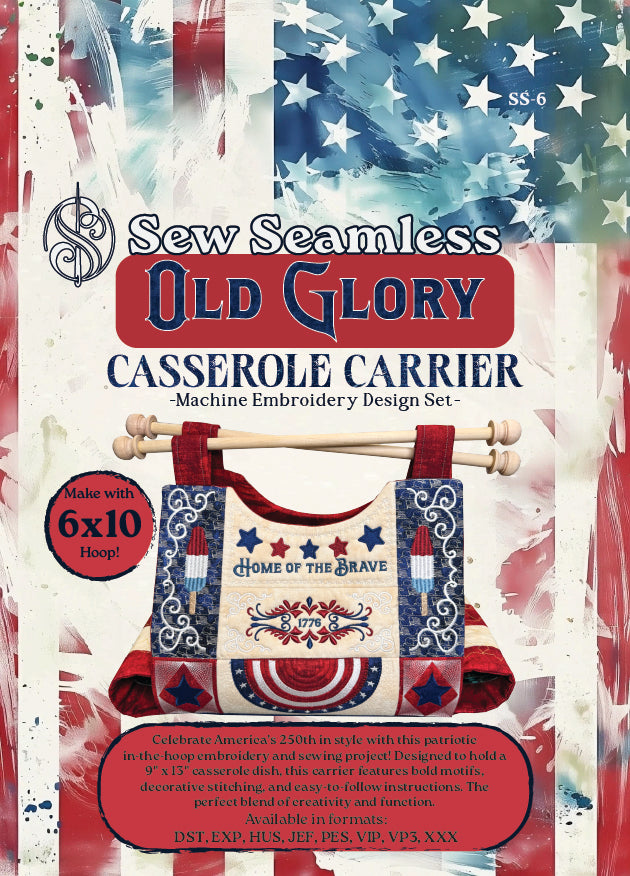 Old Glory Casserole Carrier - Digital Embroidery Design Collection