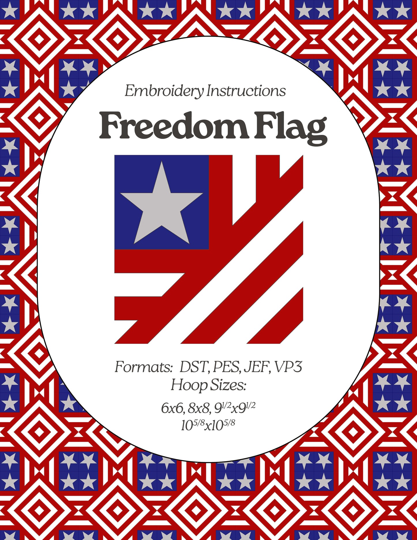 Freedom Flag - Embroidery Design - Digital Download