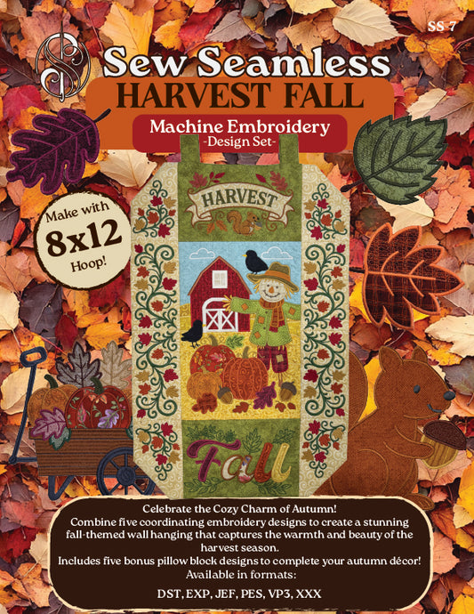 Harvest Fall Wall Hanging -  Embroidery Design Collection (Printed Booklet + Digital Download Code)