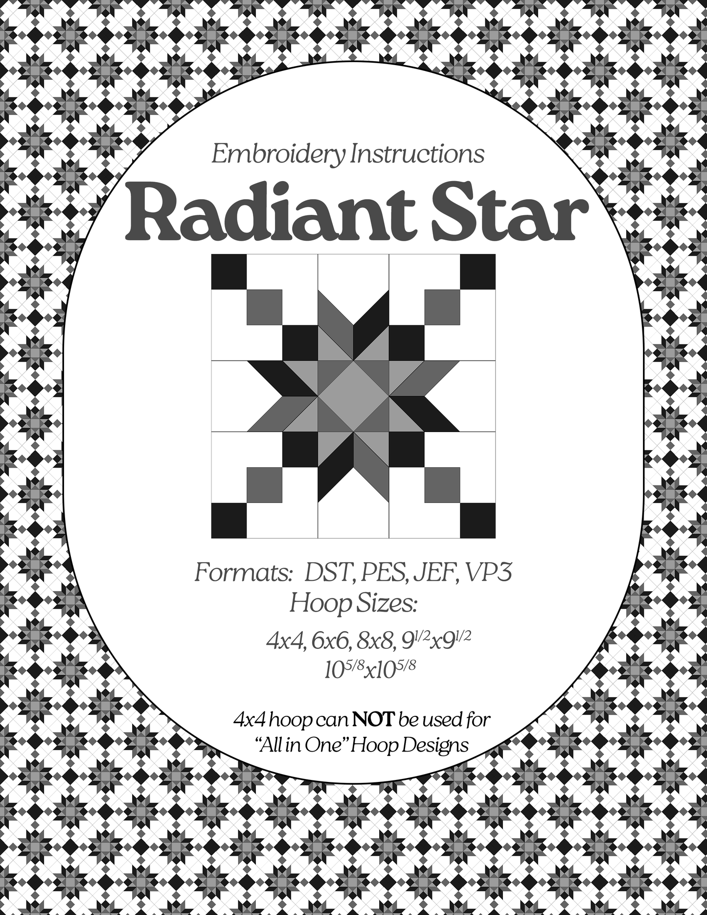 Radiant Star - Applique Embroidery Design - Download