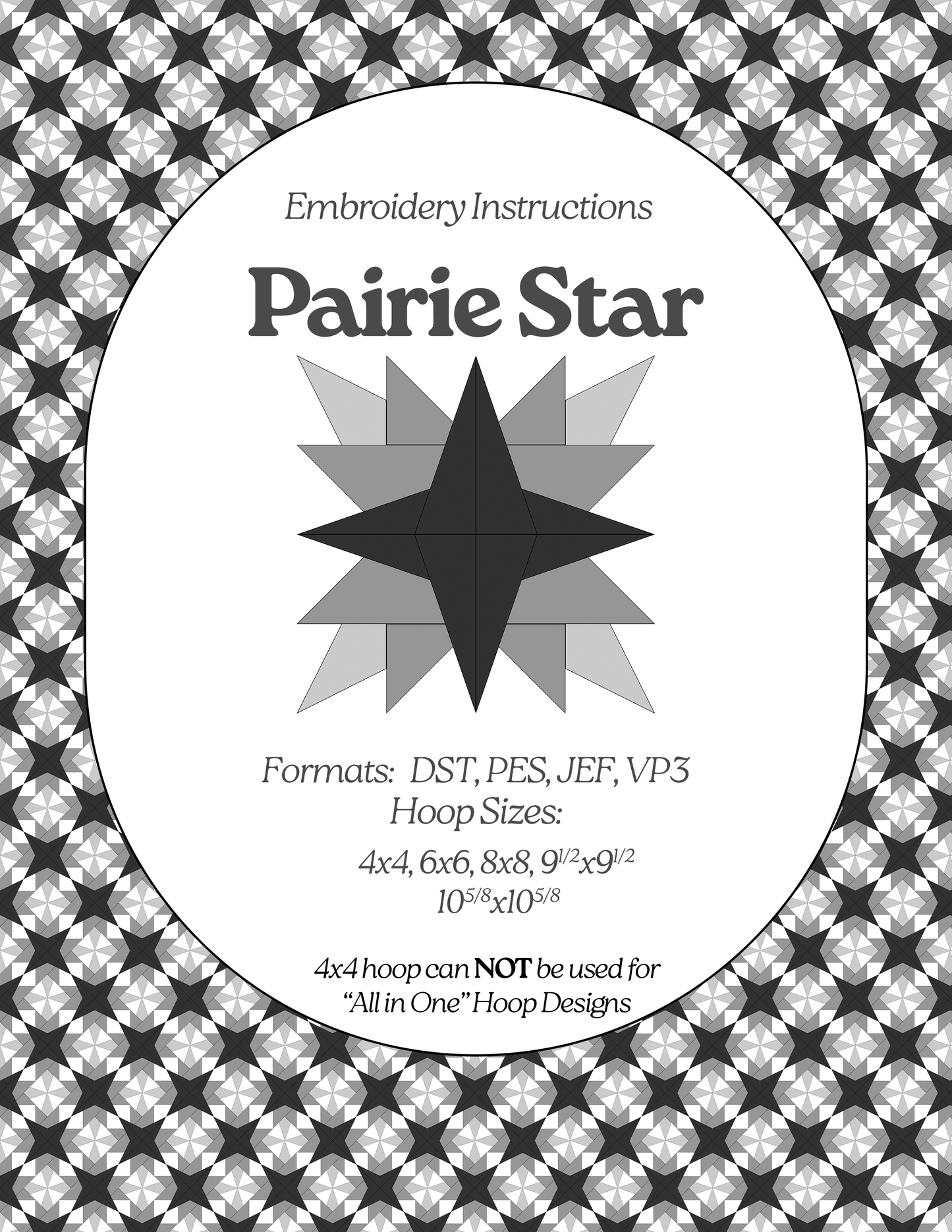 Prairie Star - Applique Embroidery Design - Download