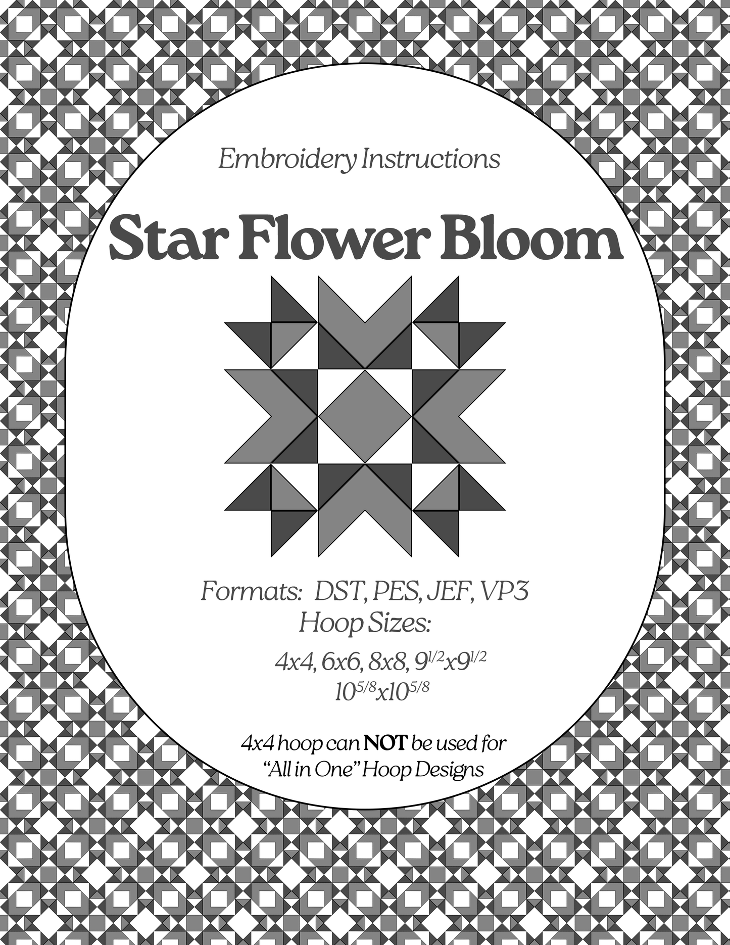 Star Flower Bloom - Applique Embroidery Design - Download