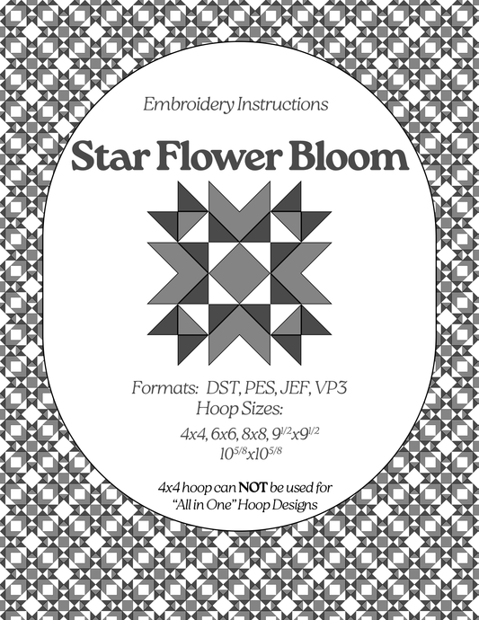 Star Flower Bloom - Applique Embroidery Design - Download