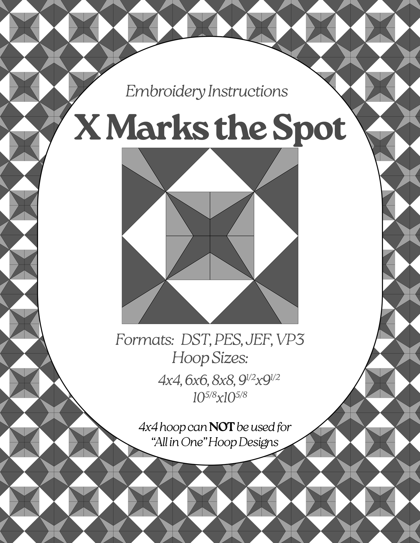 X Marks the Spot - Applique Embroidery Design - Download