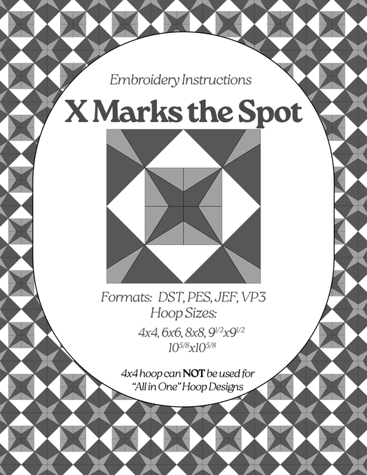 X Marks the Spot - Applique Embroidery Design - Download