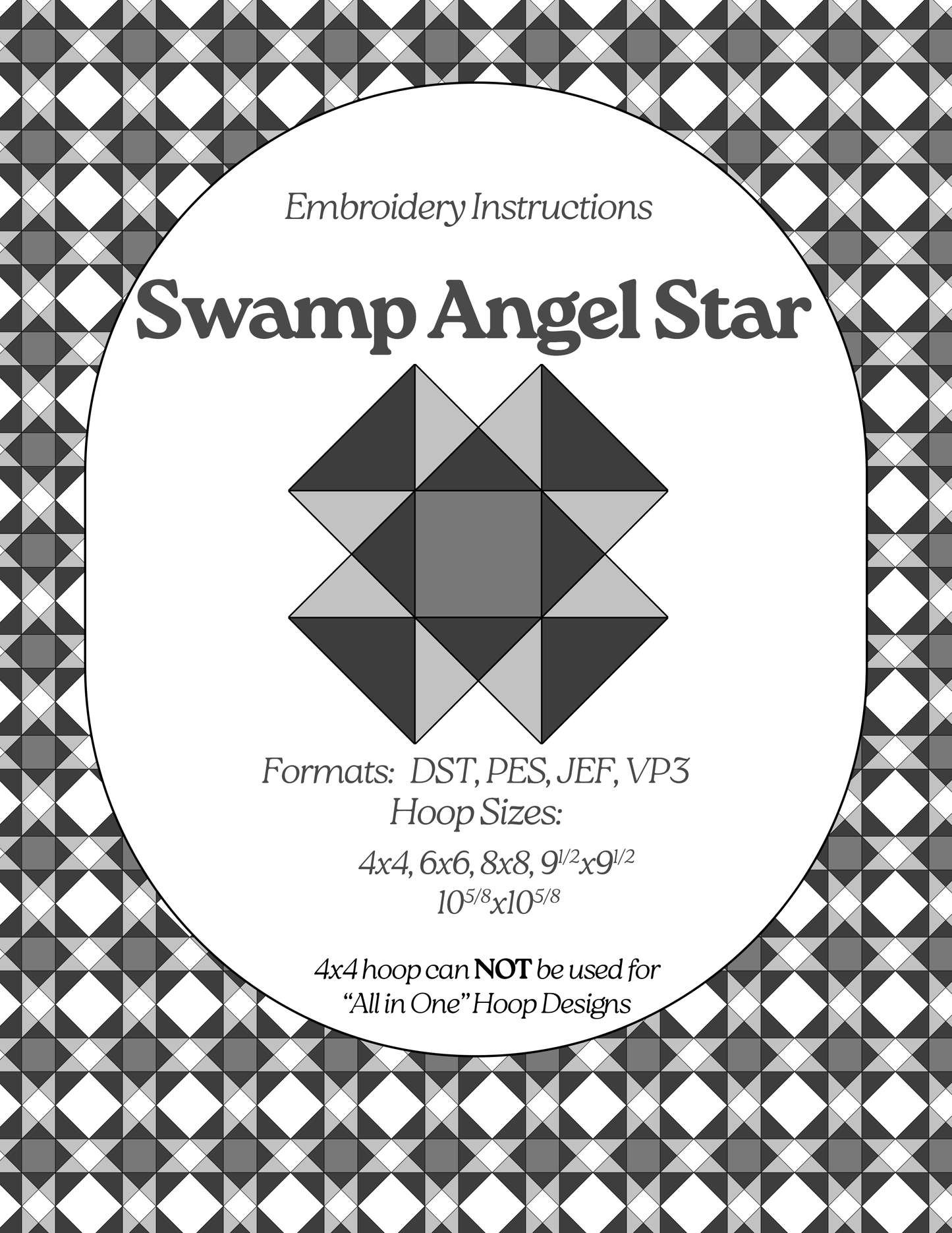 Swamp Angel Star - Applique Embroidery Design - Download