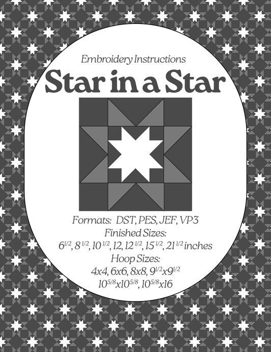 Star in a Star - Applique Embroidery Design - Download